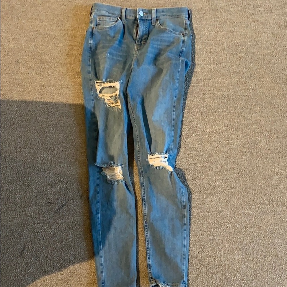 Topshop Jamie Jeans with Rips W28 L32 - Blue